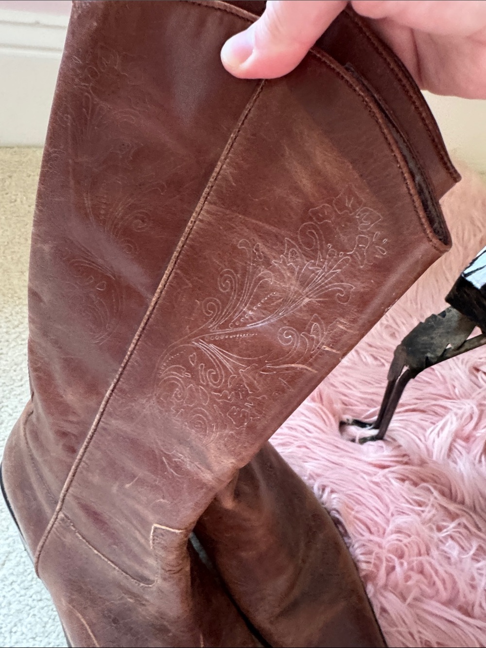 Vintage Classic Brown Leather Cowboy Boots - Picture 4 of 10